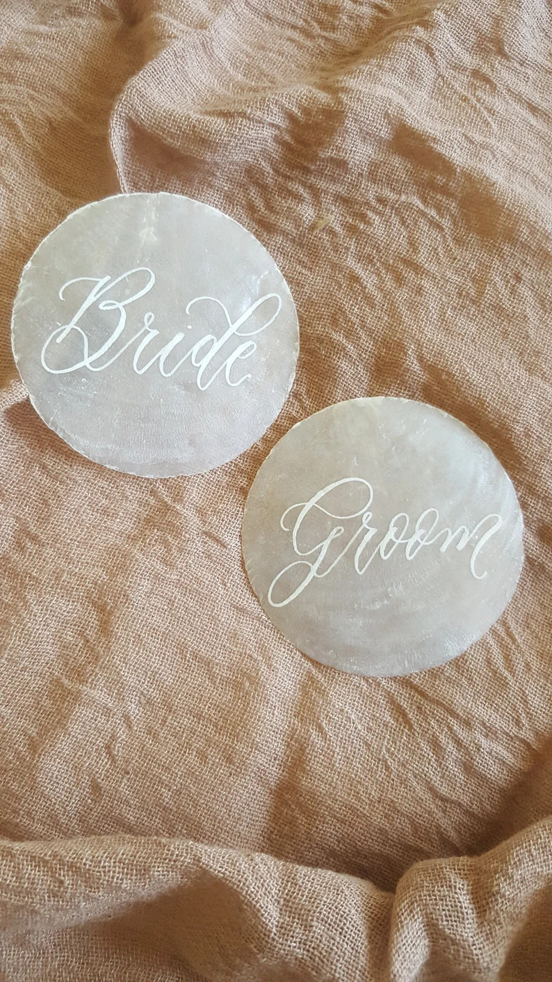 Capiz Shells Place Cards With Custom Calligraphy for Weddings - Etsy | Etsy (US)