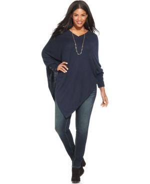 Alfani Plus Size Asymmetrical Poncho Sweater | Macys (US)