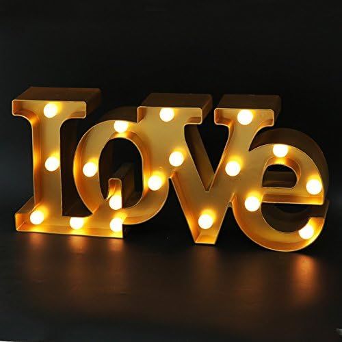 Bright Zeal 16" x 7" Large Love Sign Light Wall Art for Bedroom (Gold) - LED Marquee Letters Ligh... | Amazon (US)