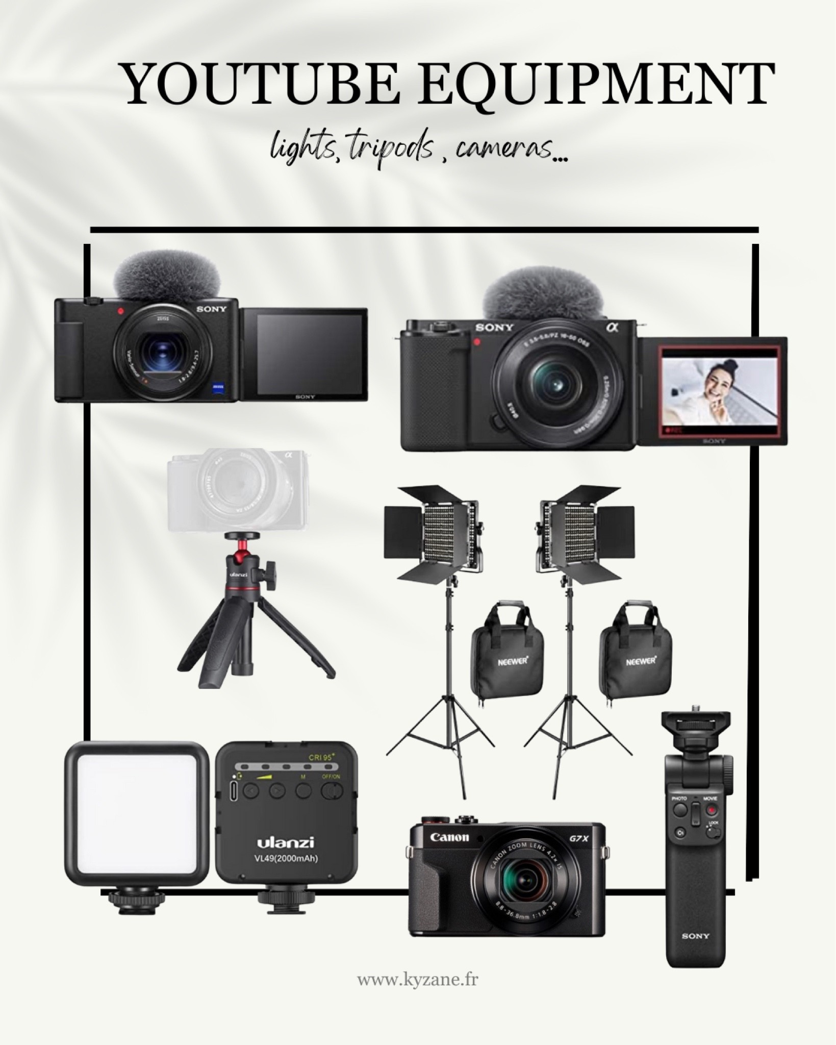 Best affordable equipment for Youtube fashion , lifestyle and beauty influencers : vlogging cameras , tripods , (ring) lights #youtubeequipment #vloggingcamera #youtuber 

#LTKunder50 #LTKeurope #LTKunder100