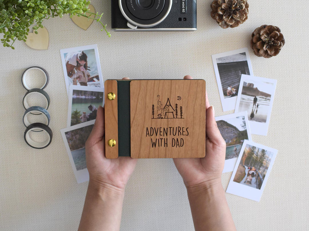 Custom Father's Day Mini Keepsake Photo Book - Handcrafted Wooden Cover, Personalized Gift for Da... | Etsy (Global)