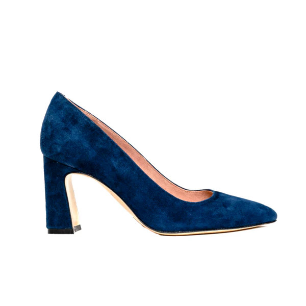 Noble Navy Suede Block Heel Pump | ALLY Shoes