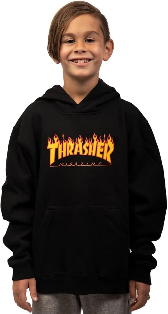 Thrasher Youth Flame Logo Black Hoodie Size Youth | Amazon (US)