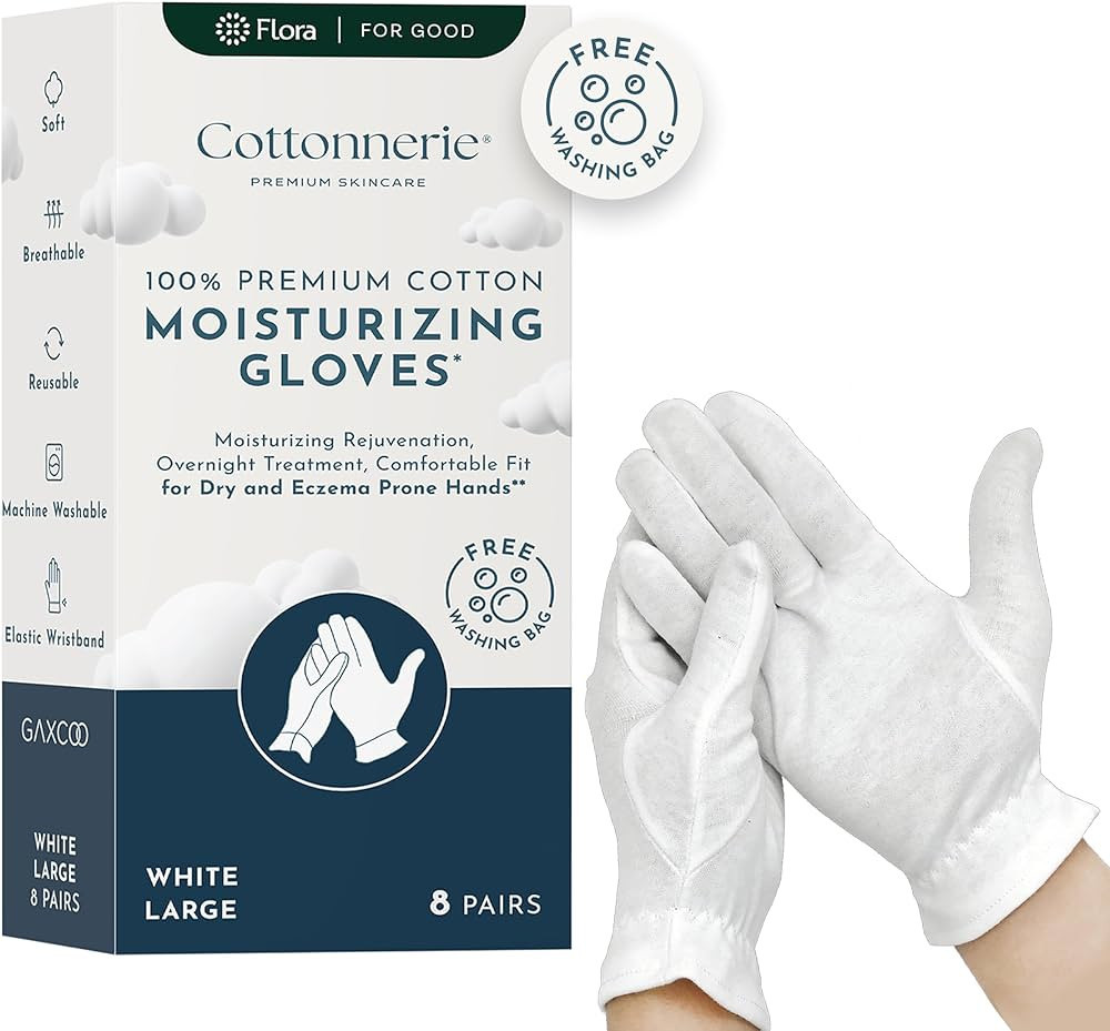 Gaxcoo Cottonnerie Large 100% Premium Cotton Moisturizing Gloves for Dry Hands & Eczema | Overnig... | Amazon (US)