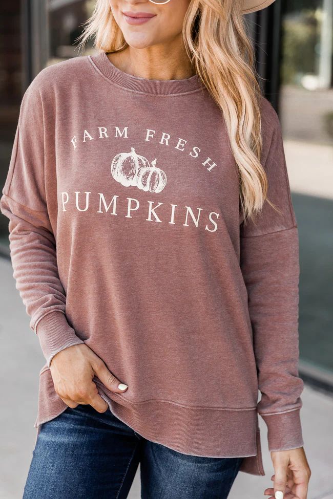 Farm Fresh Pumpkins Rust Graphic Sweatshirt | The Pink Lily Boutique