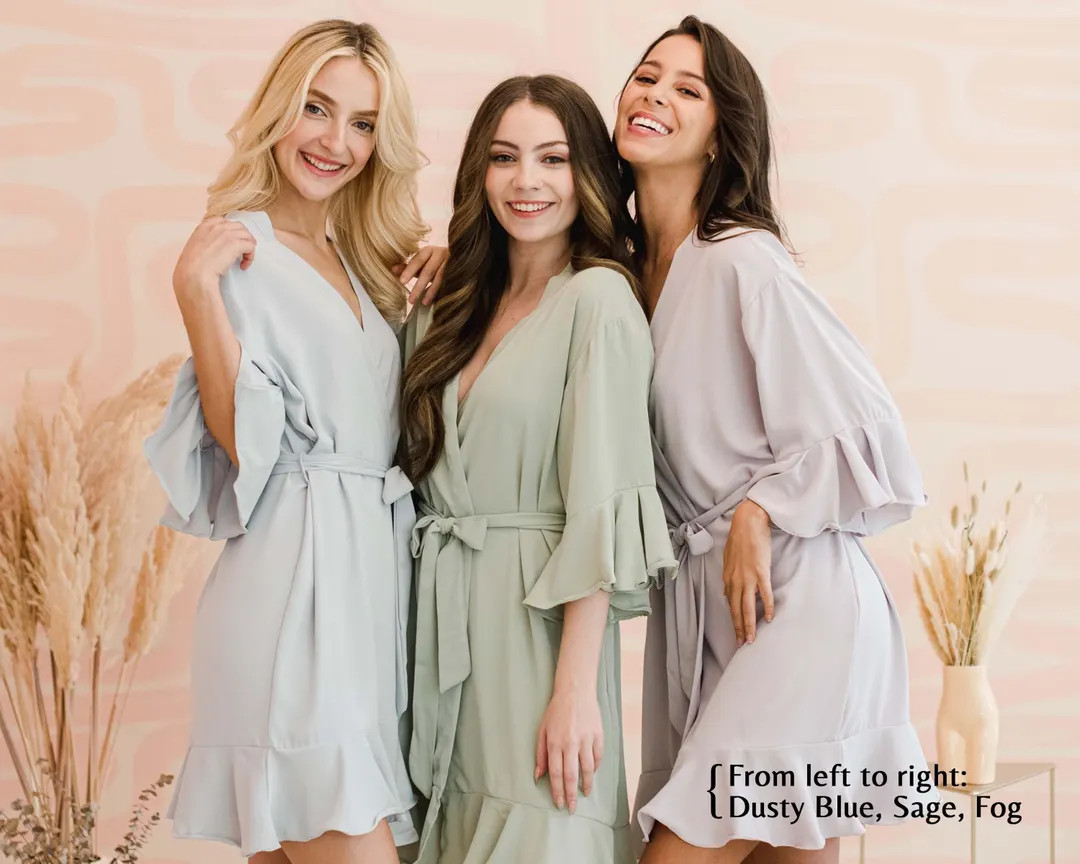Satin Bridesmaid Robe, Ruffle Trim, Personalized (multiple Colors & Sizes)<d> - Etsy | Etsy (Global)