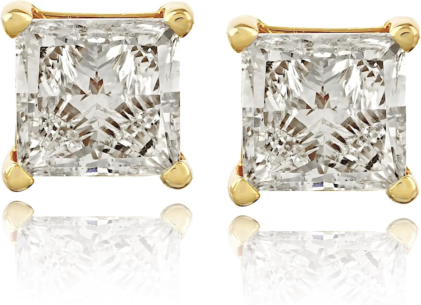 The Diamond Channel CERTIFIED 1 to 6 Carat LAB GROWN Princess-Cut Diamond Stud Earrings Round Cut... | Amazon (US)