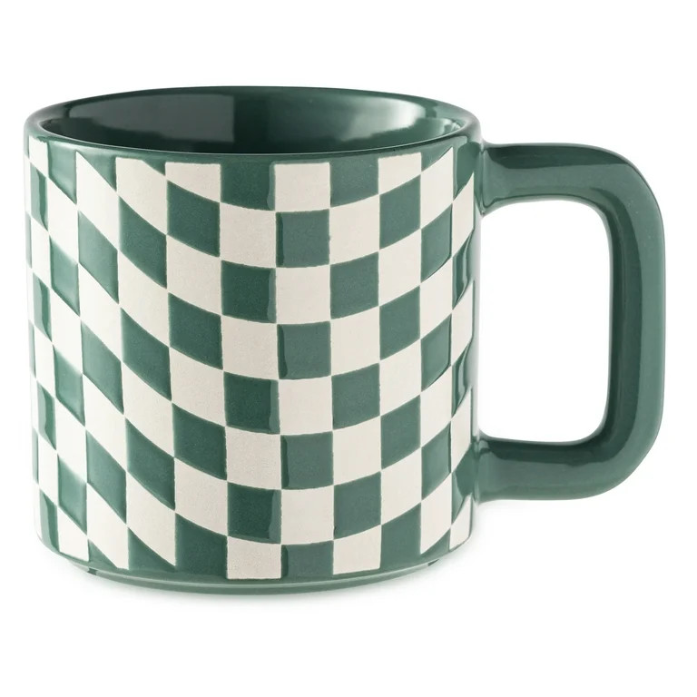 (3 pack) Mainstays Checkered 16oz Coffee Mug, Green | Walmart (US)