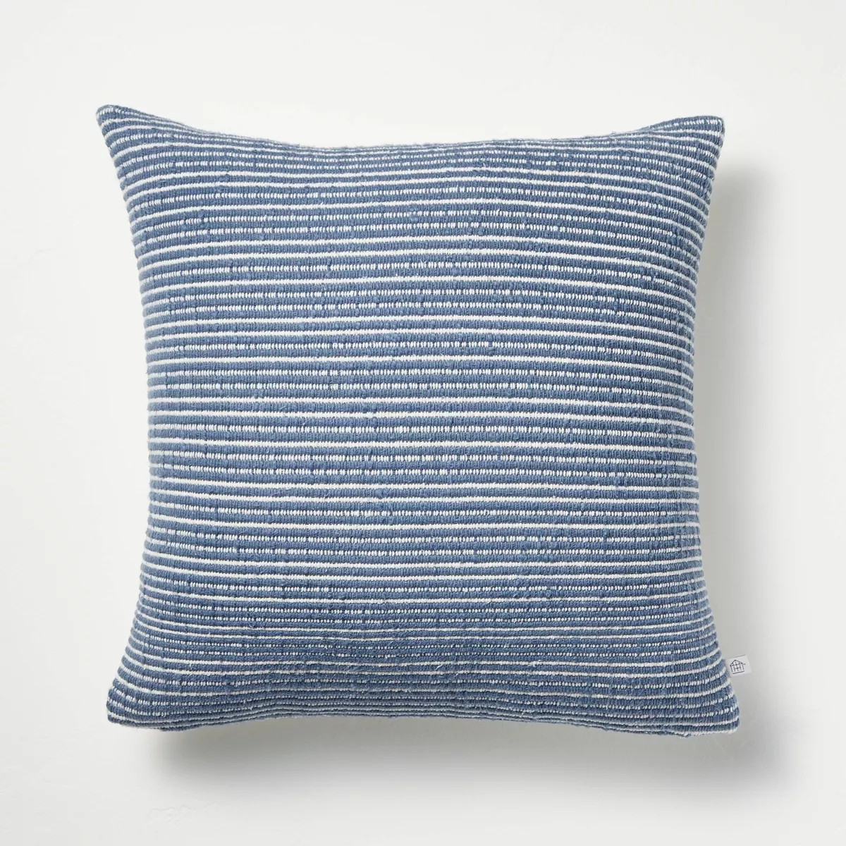 18"x18" Textured Narrow Stripes Square Throw Pillow Blue/Cream - Hearth & Hand™ with Magnolia: ... | Target