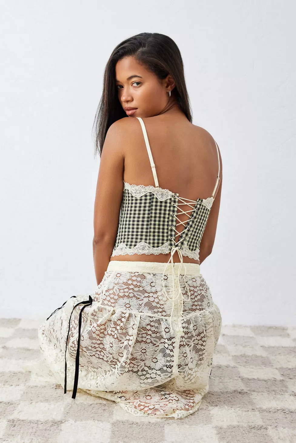 Out From Under Clover Gingham Corset Top | Urban Outfitters (US and RoW)