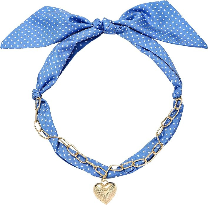 Scarf Necklace for Women Bandana Necklace with Gold Plated Pendant Heart,Cross,Moon, Fashion Jewe... | Amazon (US)