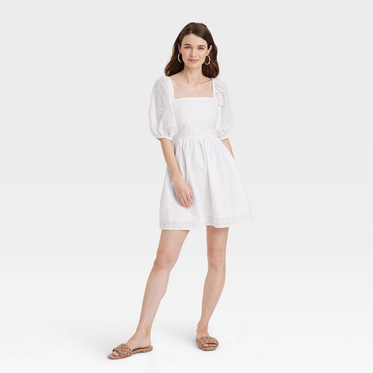 Women's Puff 3/4 Sleeve Mini Dress - A New Day™ | Target