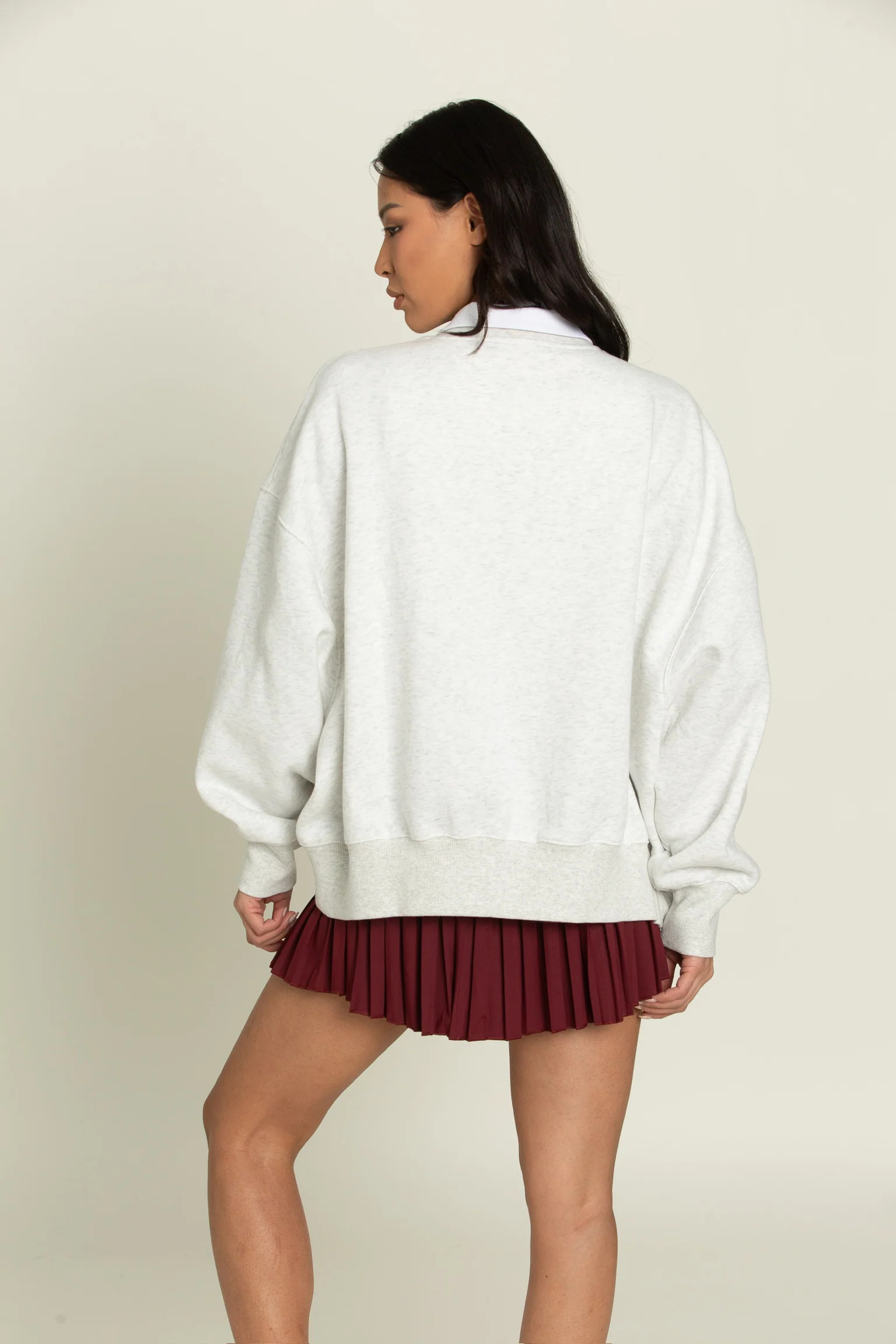 Heather White Maroon GH Wide Arm Sweatshirt | Gold Hinge