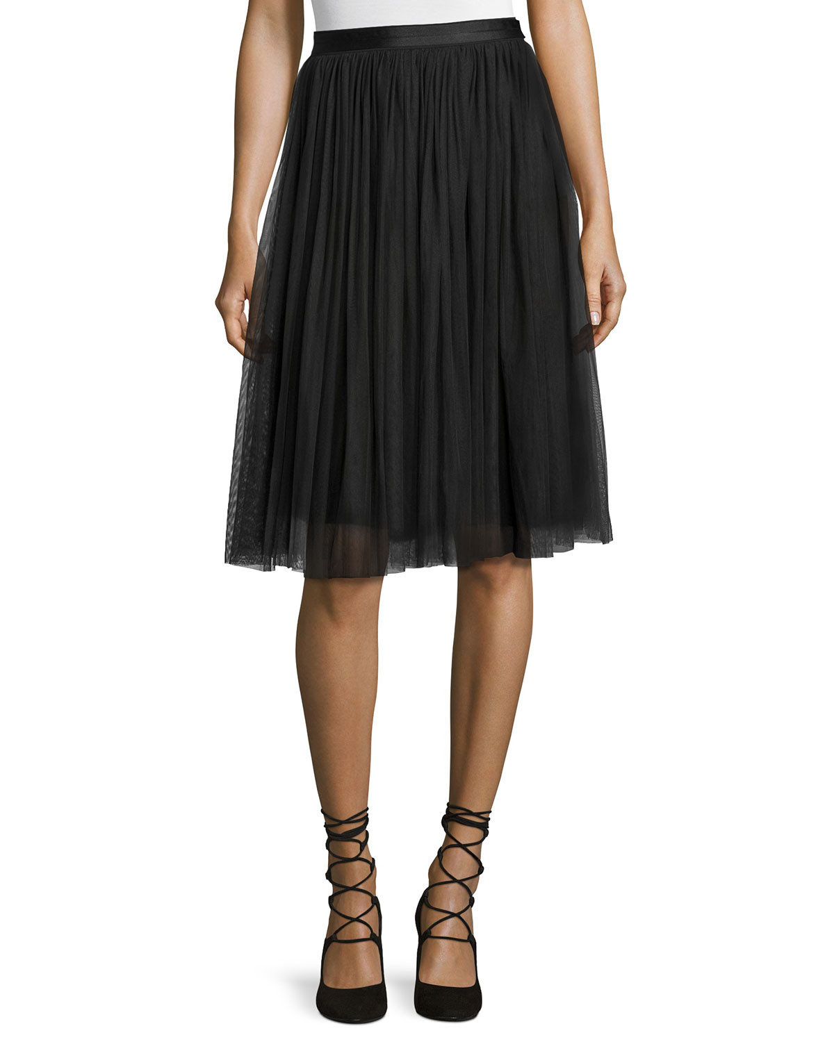 Tulle Midi Skirt, Black | Neiman Marcus