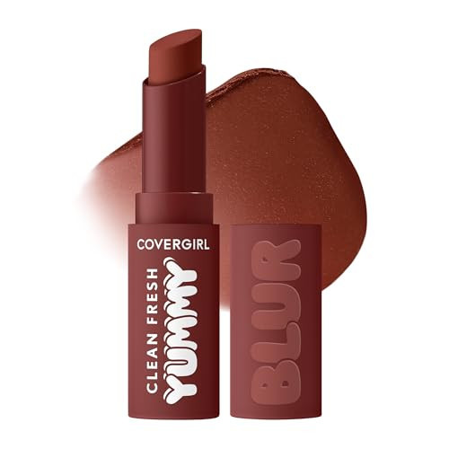 COVERGIRL Clean Fresh Yummy Blur Lipstick, Blurring Effect, Matte Lip Color, Fresh Pear Flavored, Vegan Formula - 180 Hunny Blur (Deep Plum) | Amazon (US)