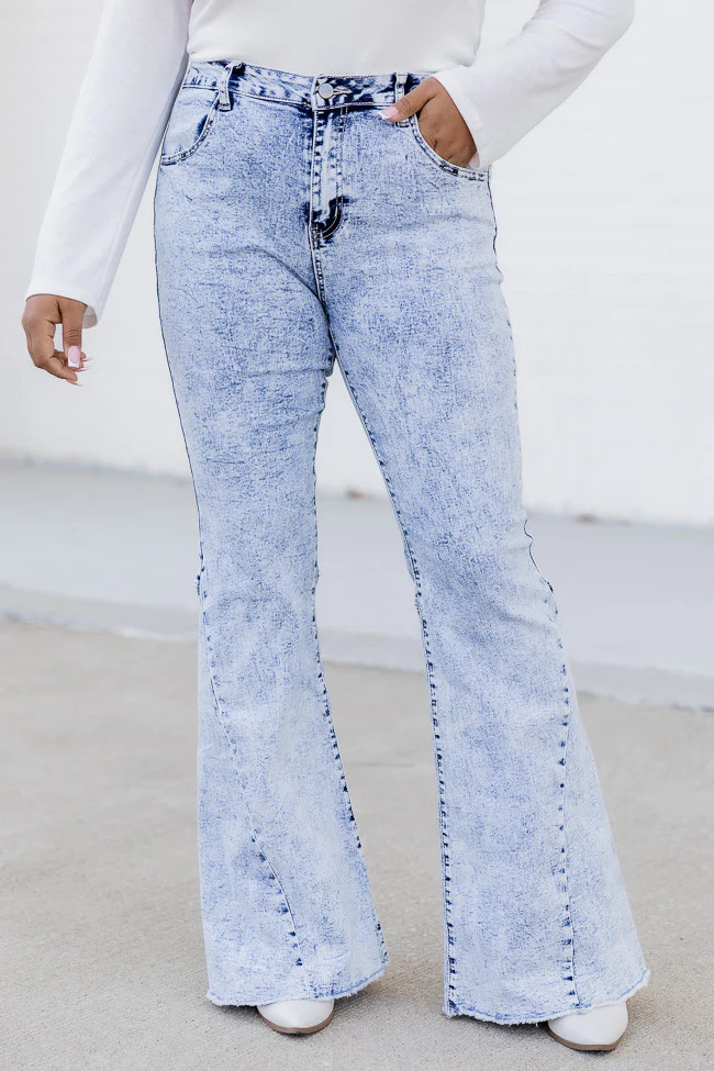 Caroline Acid Wash High Waisted Flare Jeans | Pink Lily