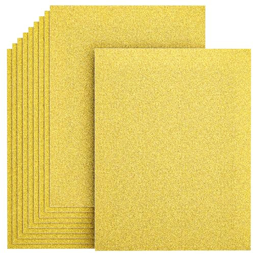 CreGear 10 Sheets Gold Glitter Cardstock Paper, 8.5 x 11 Cardstock Paper 92lb/250gsm, Glitter Card Stock for DIY Projects, Sparkly Paper for Card Making, Glitter Paper Scrapbooking, Crafts, Decoration | Amazon (US)