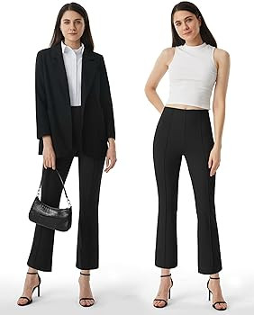 AFITNE Women's Yoga Dress Pants with Pockets Stretchy Pull On High Waisted Cropped Pants Work Cas... | Amazon (US)