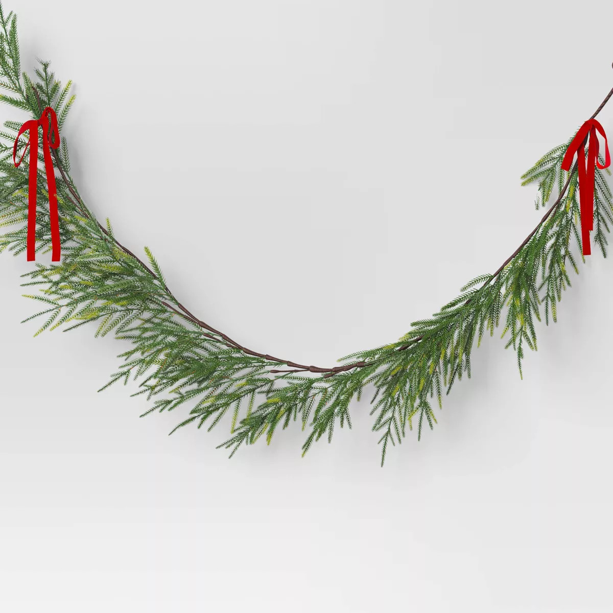 6' Christmas Unlit Norfolk Pine Draping with Red Bows Garland - Wondershop™ | Target