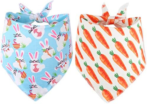 BoomBone 2 Pack Easter Dog Bandana,Triangle Bibs Pet Scarf for Medium to Large Dogs | Amazon (US)