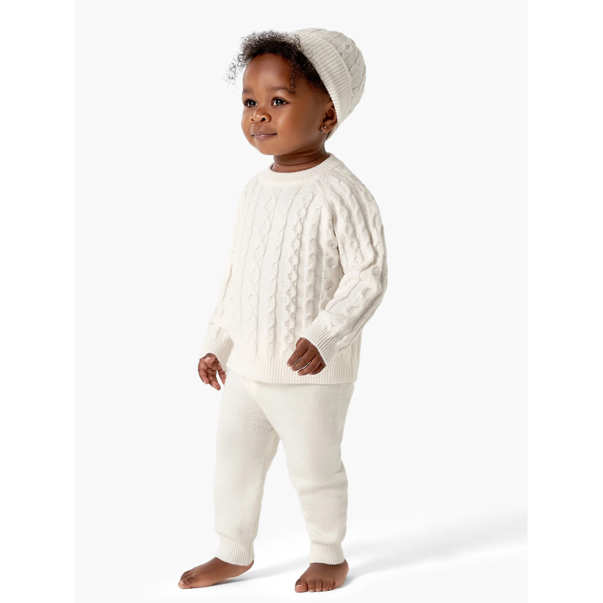 Modern Moments by Gerber Toddler Girl Cable Knit Sweater Outfit Gift Set with Hat, 3-Piece,12M - ... | Walmart (US)
