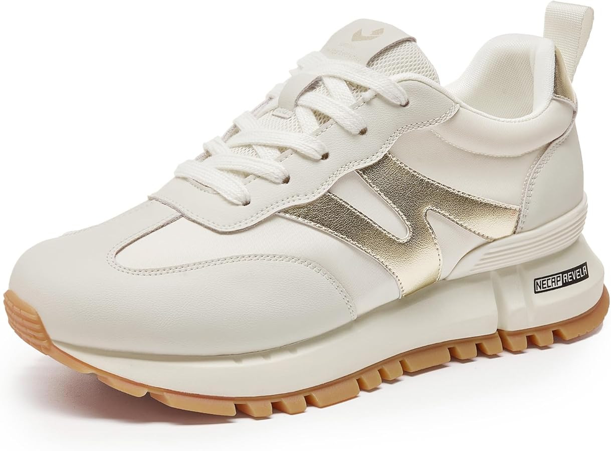 somiliss Sneakers for Women Genuine Leather Suede Patchwork Casual Lace Up Non-Slip Walking Shoes... | Amazon (US)