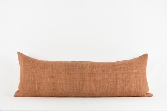 Juliet Rust Long Lumbar Woven Cotton Rust Pillow Cover | Etsy | Etsy (US)