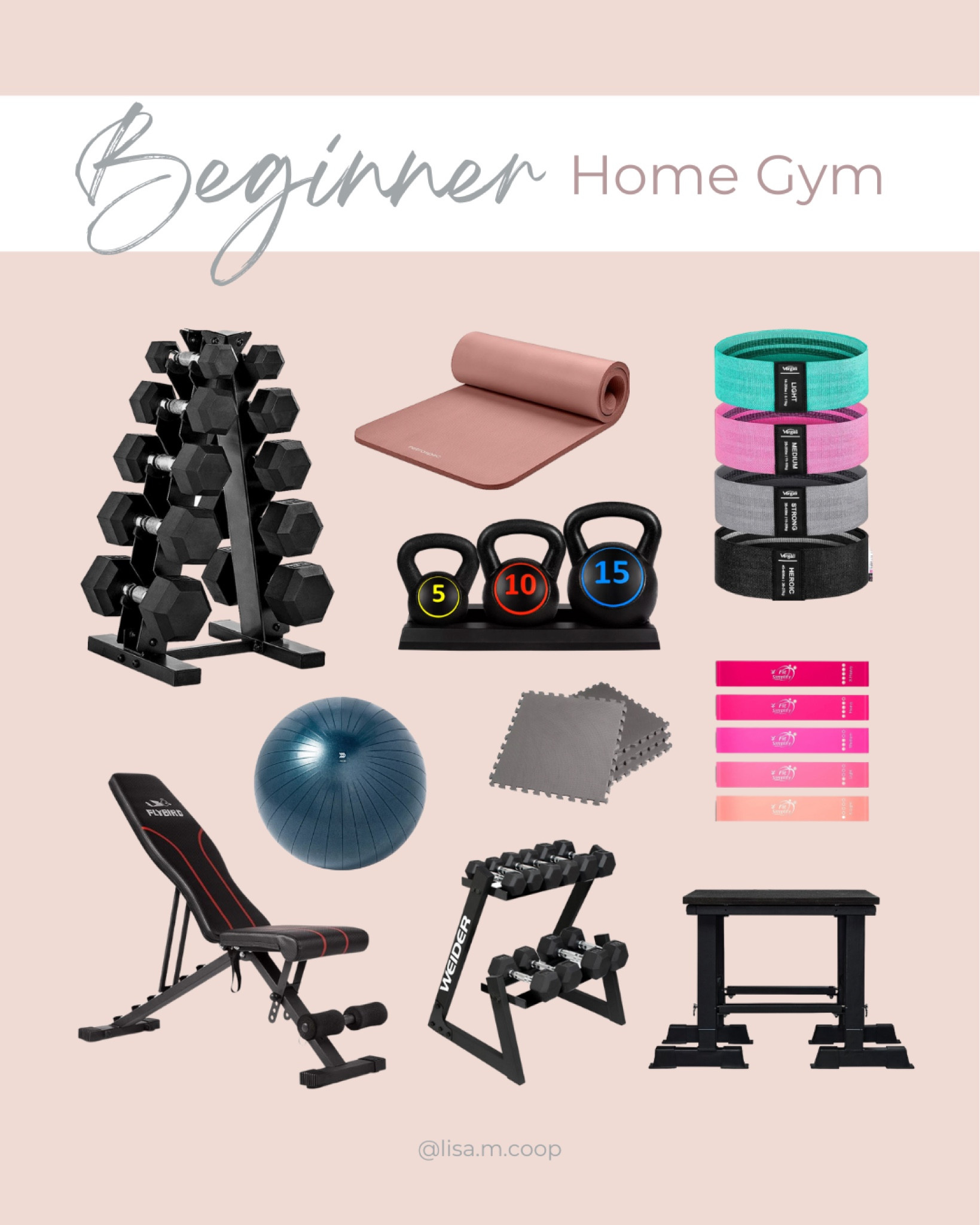 💪 Just starting your home fitness journey? Curating the perfect beginner's gym doesn’t have to be daunting. Here are my top picks for beginner home gym essentials!From resistance bands to balance balls, these pieces are perfect to kickstart your wellness goals right at home. 🏡✨ 

#FitFromHome #FitnessJourney #dumbbells #workout #amazon 

#LTKsalealert #LTKfitness #LTKhome