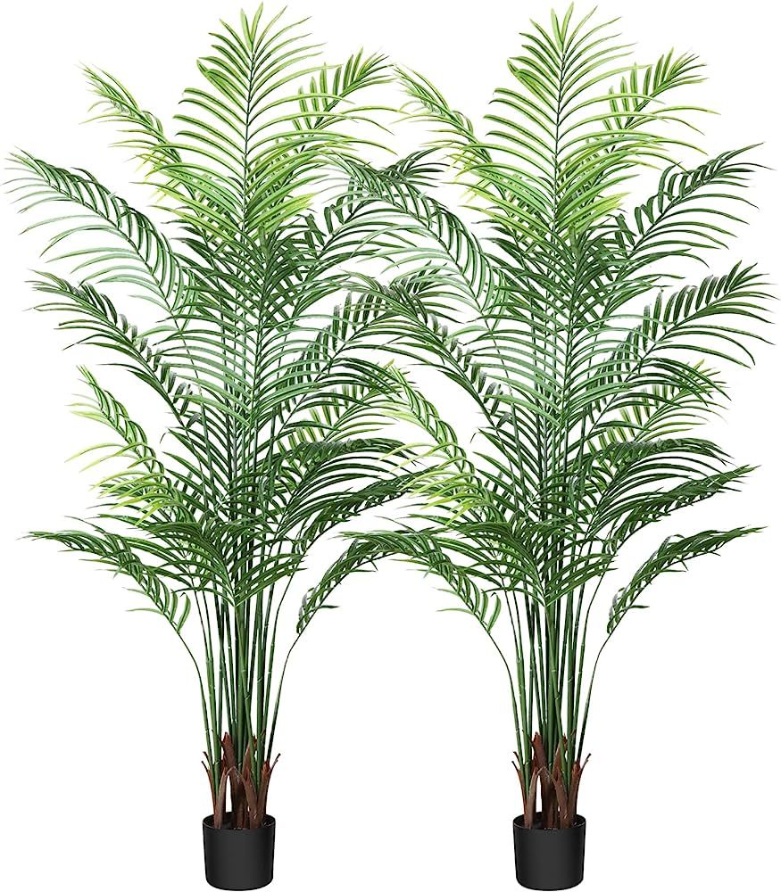 CROSOFMI Artificial Areca Palm Plant 6Feet Fake Tropical Palm Tree, Perfect Faux Dypsis Lutescens... | Amazon (US)