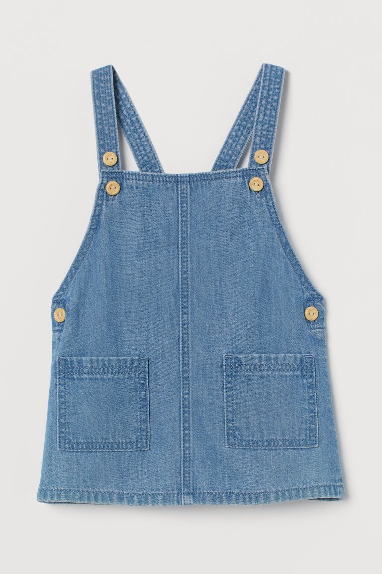 BABY EXCLUSIVE. Dress in lightweight, organic cotton denim. Straps with adjustable buttoning at f... | H&M (US + CA)