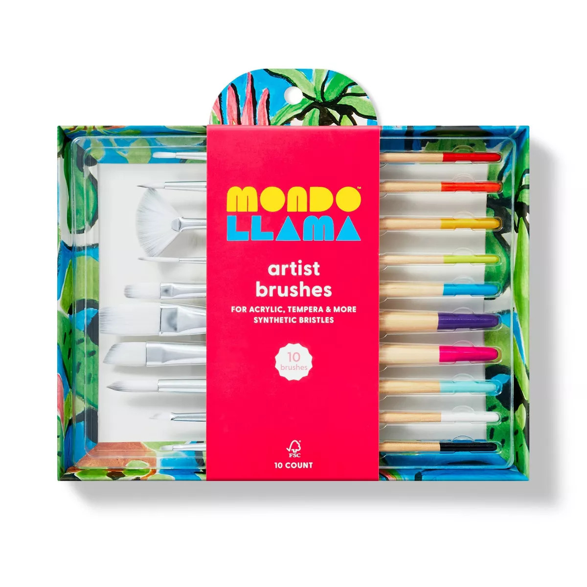10pc Artist Paintbrush Set - Mondo Llama™: Nylon & Wood, Watercolor, Oil, Tempera, Acrylic, Bri... | Target