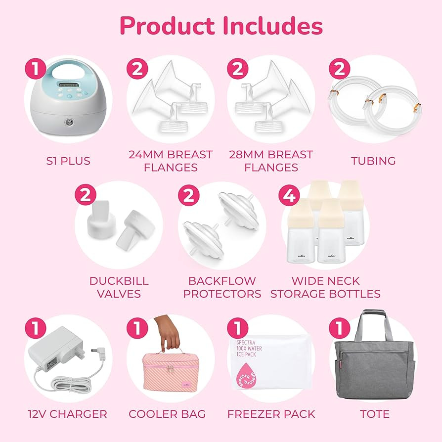 Spectra - S1 Plus Electric Breast Milk Pump with Tote Bag, Breast Milk Bottles and Cooler for Bab... | Amazon (US)