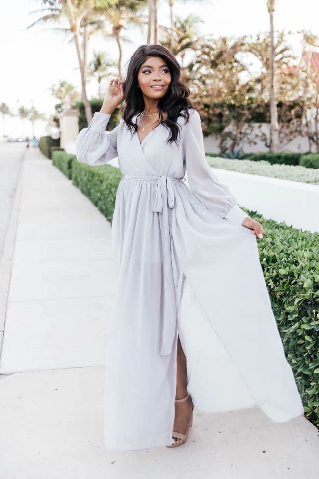 My Dearest Darling Silver Maxi Dress FINAL SALE | The Pink Lily Boutique