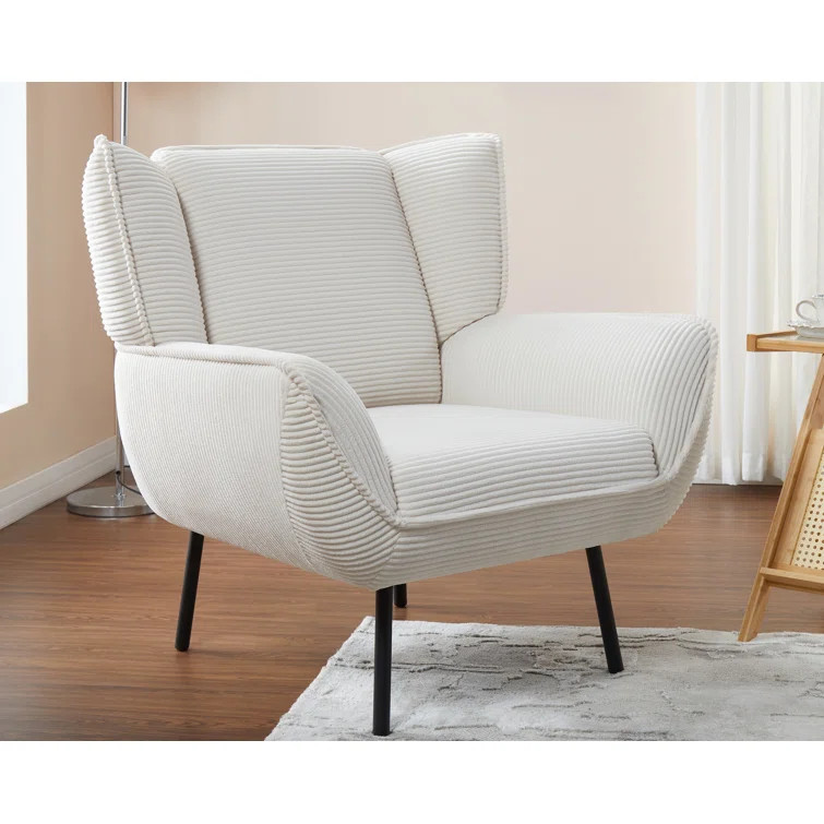 Corduroy Upholstered Living Room Chair with High Wingback, Reading Armchair for Bedroom | Wayfair North America