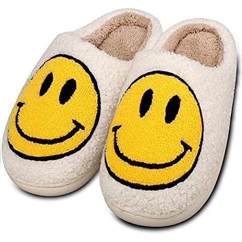 kissxiaoya Smile Face Slippers For Women/Men, Retro Soft Plush Lightweight Smiley Face House Slip... | Amazon (US)