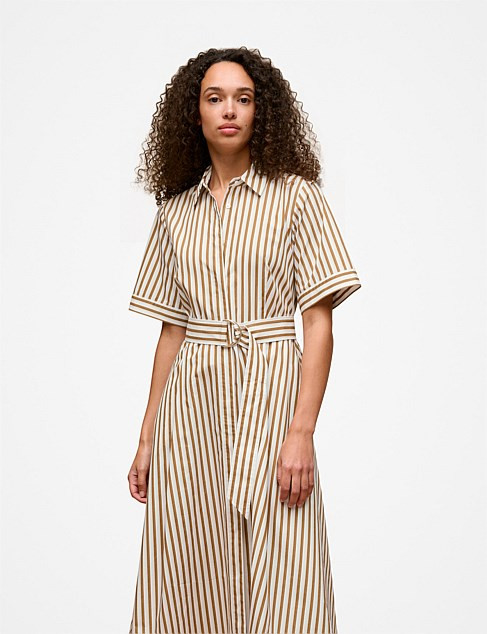 Poplin Stripe Belted Dress | David Jones (Australia & New Zealand)