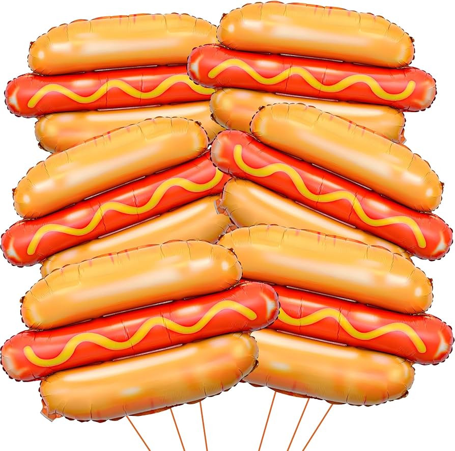 6PCS Giant Hot Dog Foil Balloons 28", Funny Fast Food Party Balloons | Amazon (US)