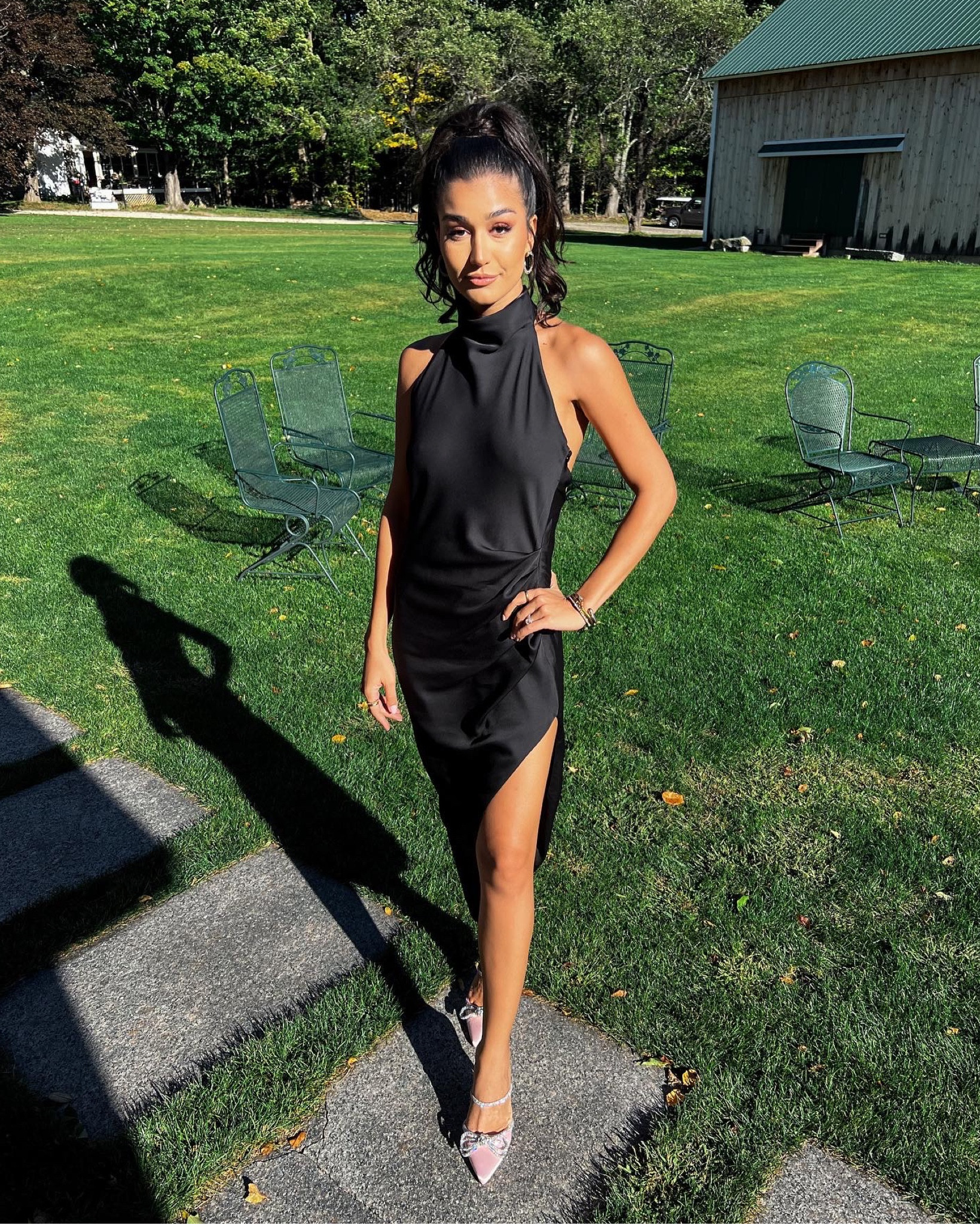 Alexia admor green 2025 over black dress