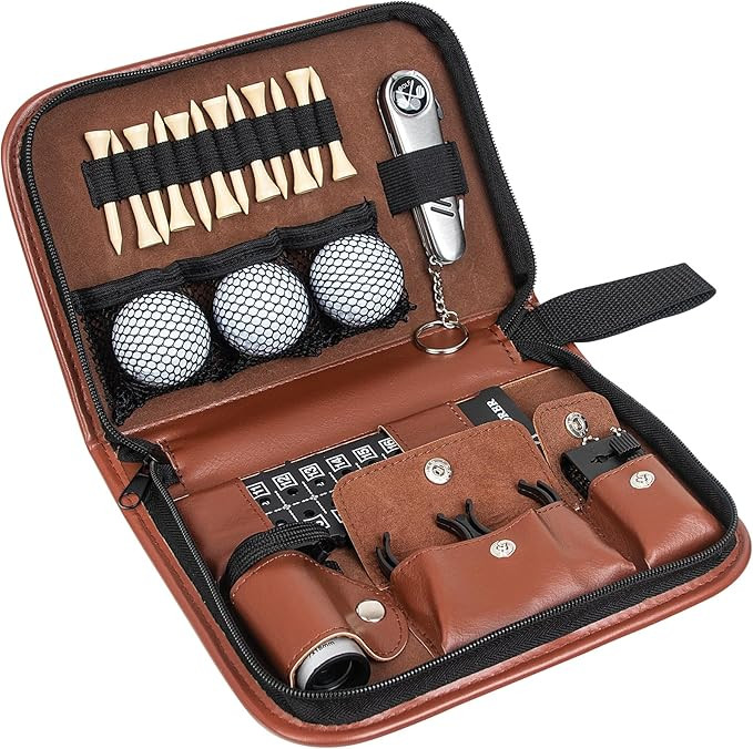 Craftsman Golf Accessories Kit with Premium-Grade Leather Case, Golf Balls Tees Brush Rangefinder... | Amazon (US)