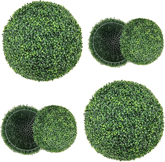 Goplus 2 PCS 20 Inch Artificial Plant Topiary Ball, Round Faux Boxwood Balls Outdoor, Fake Plant ... | Amazon (US)