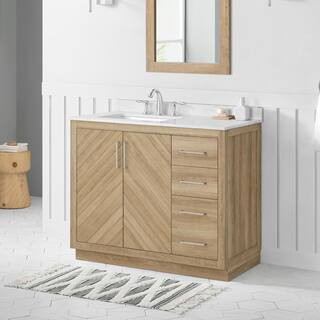 Huckleberry 42 in. W x 19 in. D x 34.5 in. H Bath Vanity in Weathered Tan with White Cultured Mar... | The Home Depot