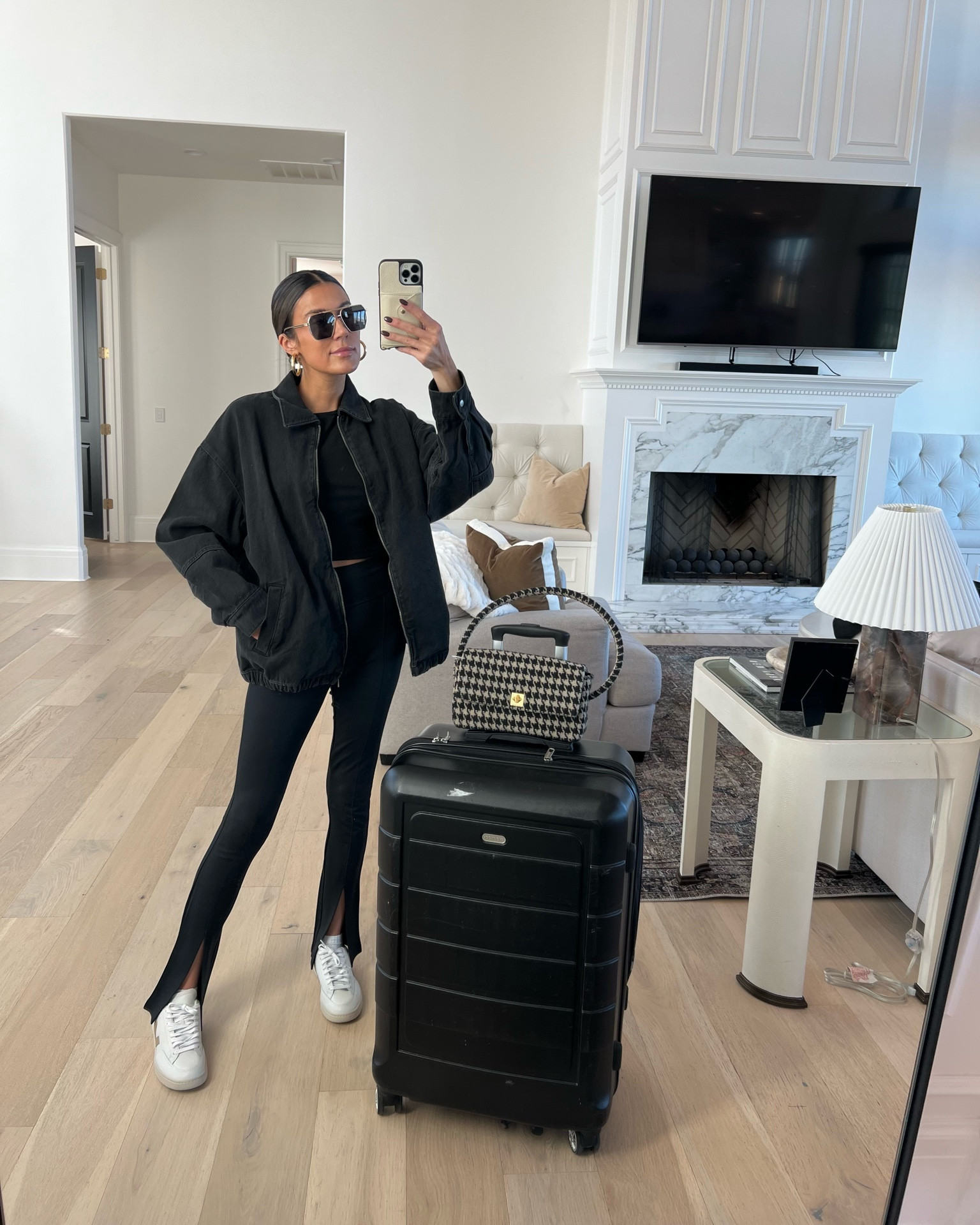 All black look - travel day OOTD 🖤 Wearing size M in the jacket and XS in the pants!

Fall style; fall outfit; fall fashion; amazon fashion; H&M; veja sneakers; white sneakers; travel style; airport style; mom style; Anine bing 

#LTKunder50 #LTKtravel #LTKstyletip