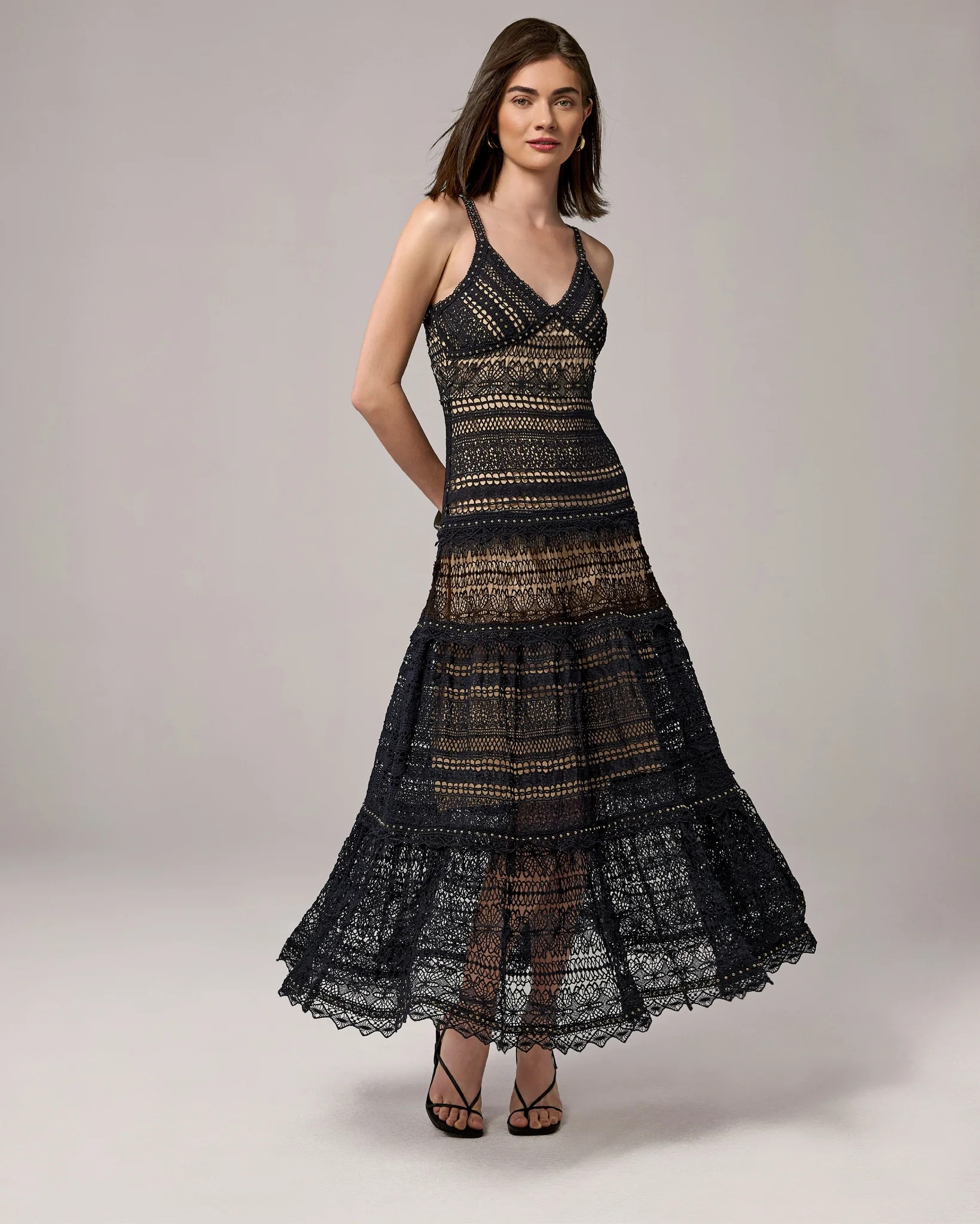 Studded Novelty Lace Dress - Proper Black | Boston Proper