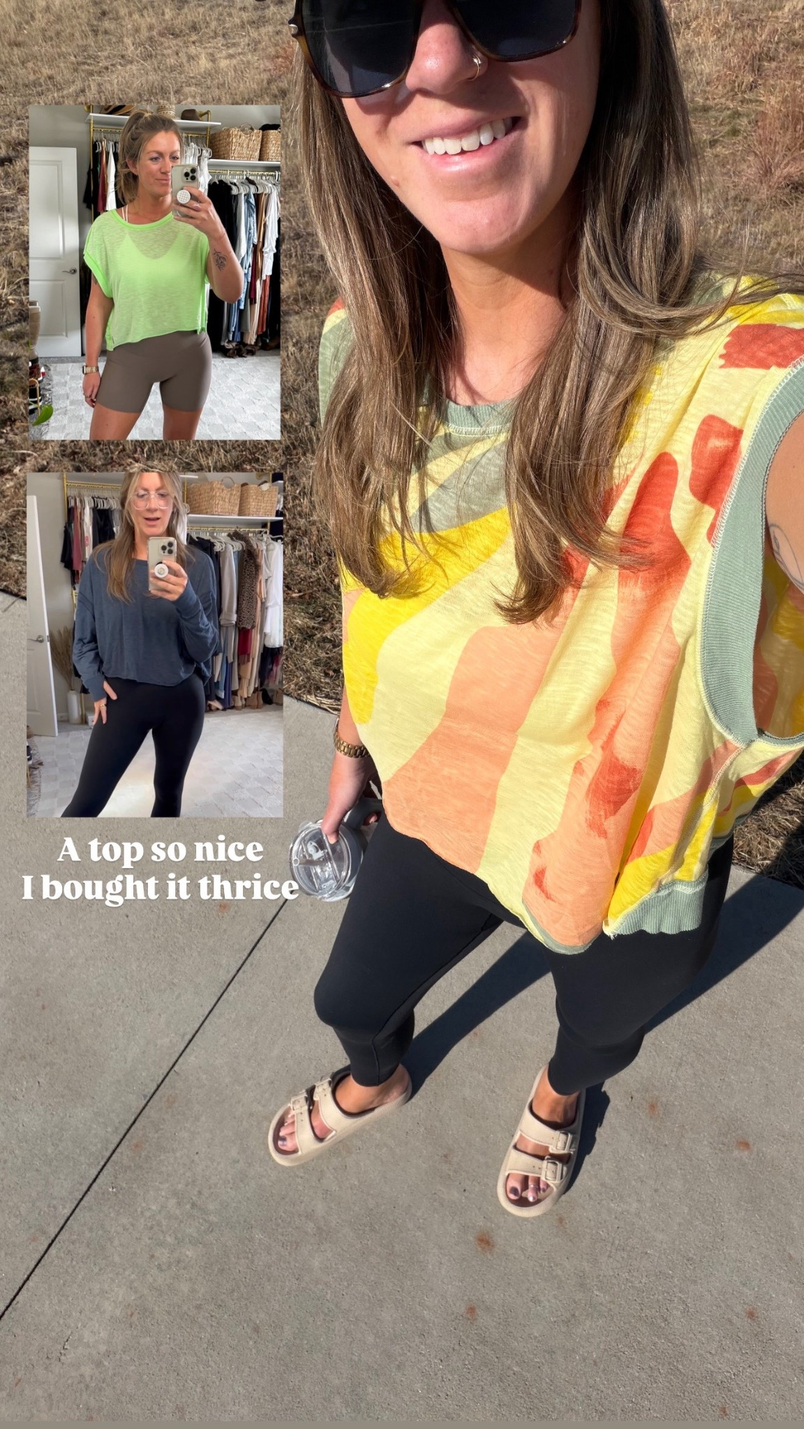 Wearing a large in all 3, can size down though. Great for working out or lounging 

#LTKOver40 #LTKTall #LTKActive