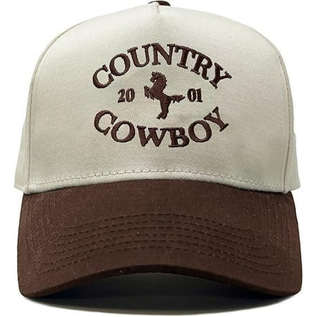 Funky Junque Trucker Hat – Vintage Two-Tone Snapback Baseball Cap with Embroidered Design - Country Cowboy - Beige/Brown | Walmart (US)