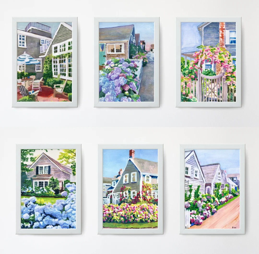 Set of 6 Nantucket Prints, Nantucket Painting, Nantucket Poster, Nantucket Art, Cape Cod Home Dé... | Etsy (US)