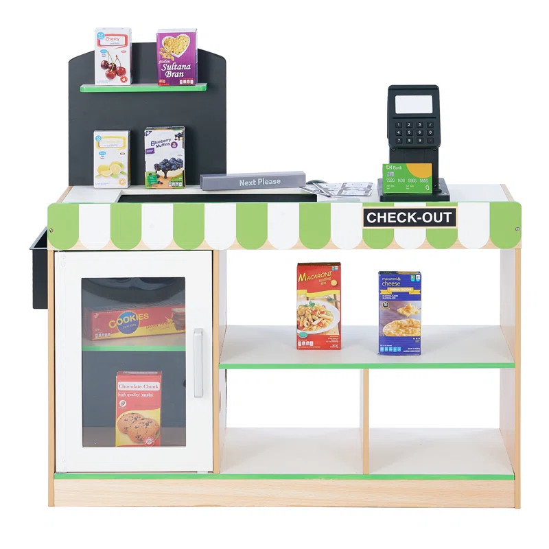 Cashier Teamson Kids Cashier Austin Wooden Play Market Stand, Green/White | Wayfair North America