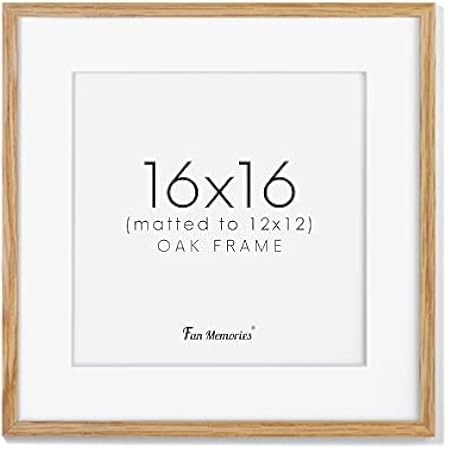HAUS AND HUES Solid Oak 16”x16” Picture Frame Matted to 12”x12” - Beige Square Picture Frame 16x16, Square Frame with Mat, 16x16 Frame Matted to 12x12, 16x16 Frame with Mat (Beige Oak Frame) | Amazon (US)