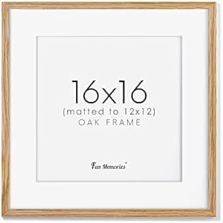 HAUS AND HUES Solid Oak 16”x16” Picture Frame Matted to 12”x12” - Beige Square Picture Frame 16x16, Square Frame with Mat, 16x16 Frame Matted to 12x12, 16x16 Frame with Mat (Beige Oak Frame) | Amazon (US)