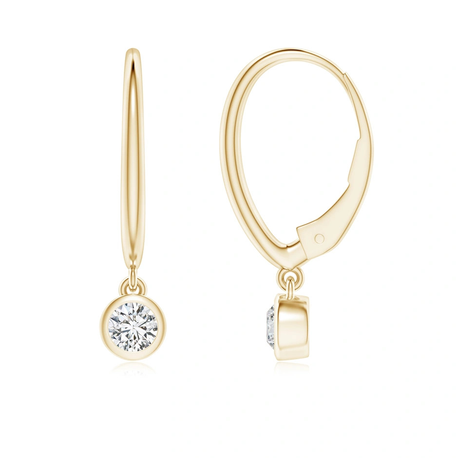 Classic Bezel-Set Round Diamond Leverback Drop Earrings | Angara US